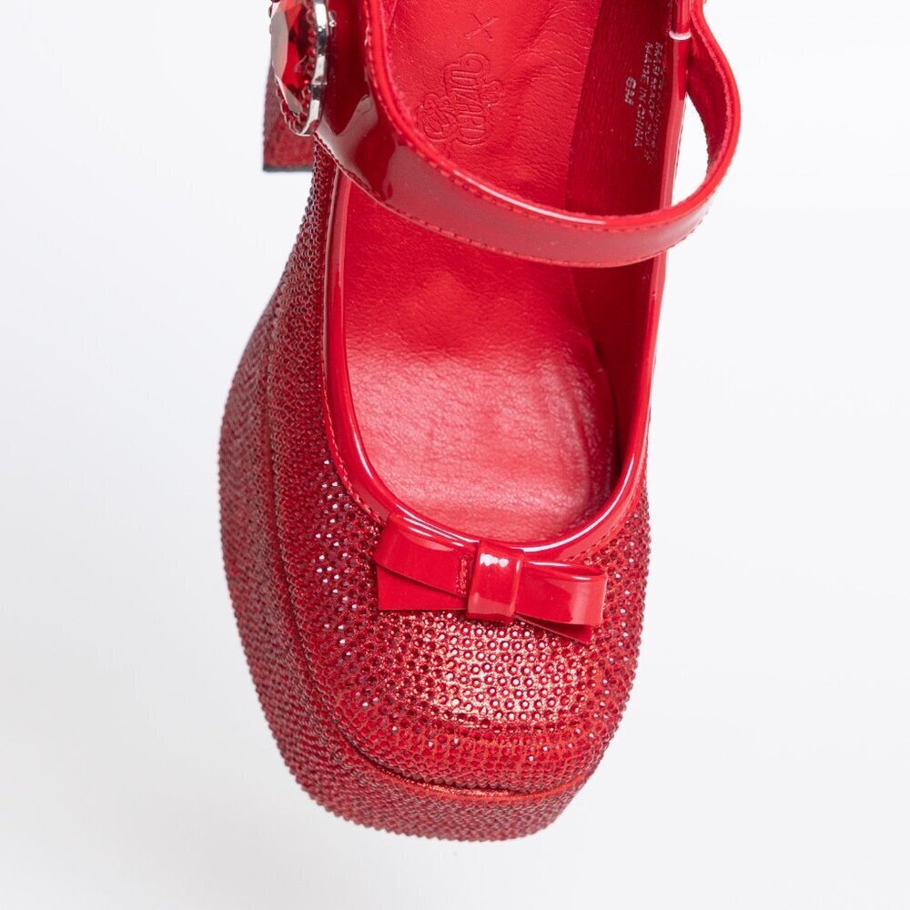 Dolls Kill Red Glitter Platform Mary Jane Heels - Picture 9 of 16